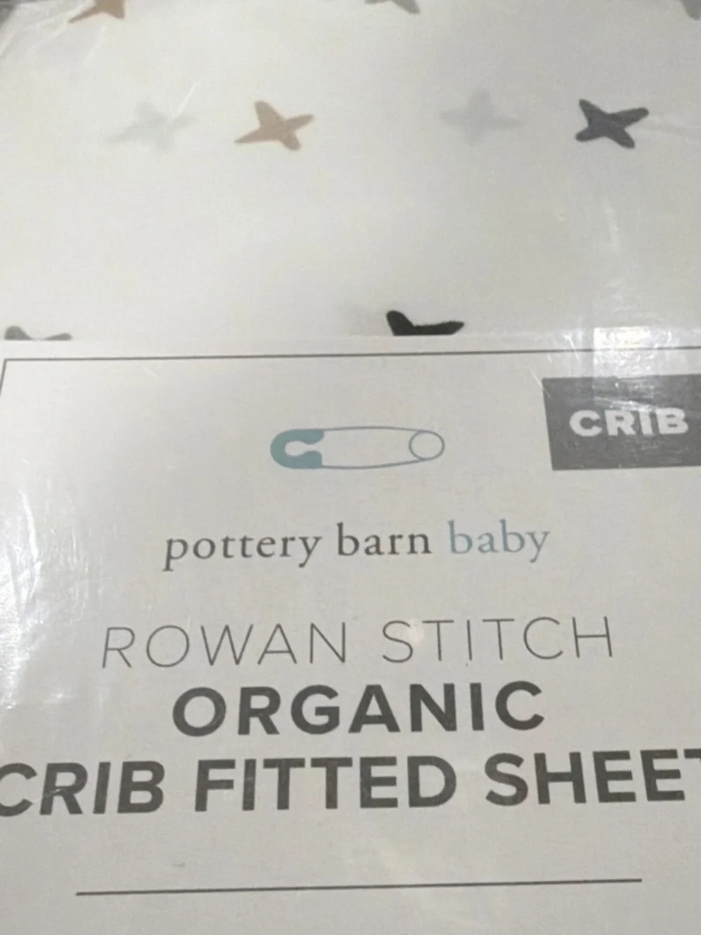 *NWT* Pottery Barn Baby Rowan Stitch Organic Cotton Crib Fitted Sheet Star Print